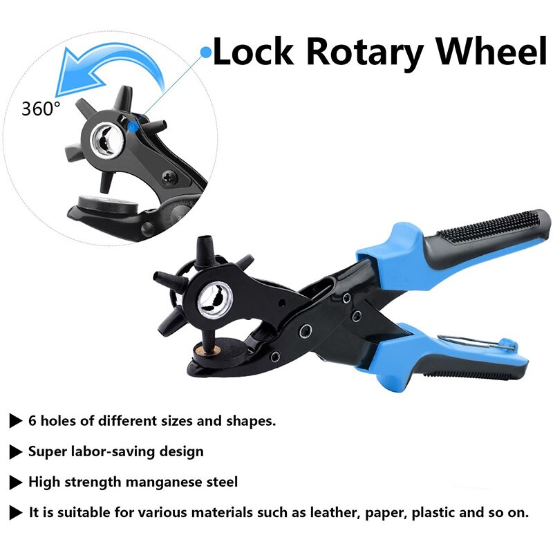 Leather Hole Punch Tool For Belts, with Ruler, Screwdriver, Punch Plate and Awl Tool, Hole Puncher For Fabric, Saddle
