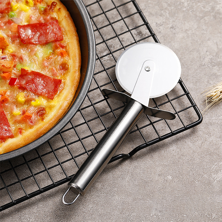 2-piece Set Utensils Pizza Shovel Stainless Steel Pizza Knife Kitchen Gadgets Bakeware Dining Bar Cake/pancake cutter: Silver-Hob