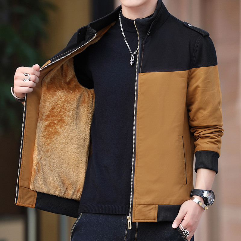 Dimusi vinter herrbomberjacka casual herr ytterkläder fleece varma rockar standkrage uniformjackor herr märkeskläder: Xxxl / Svart