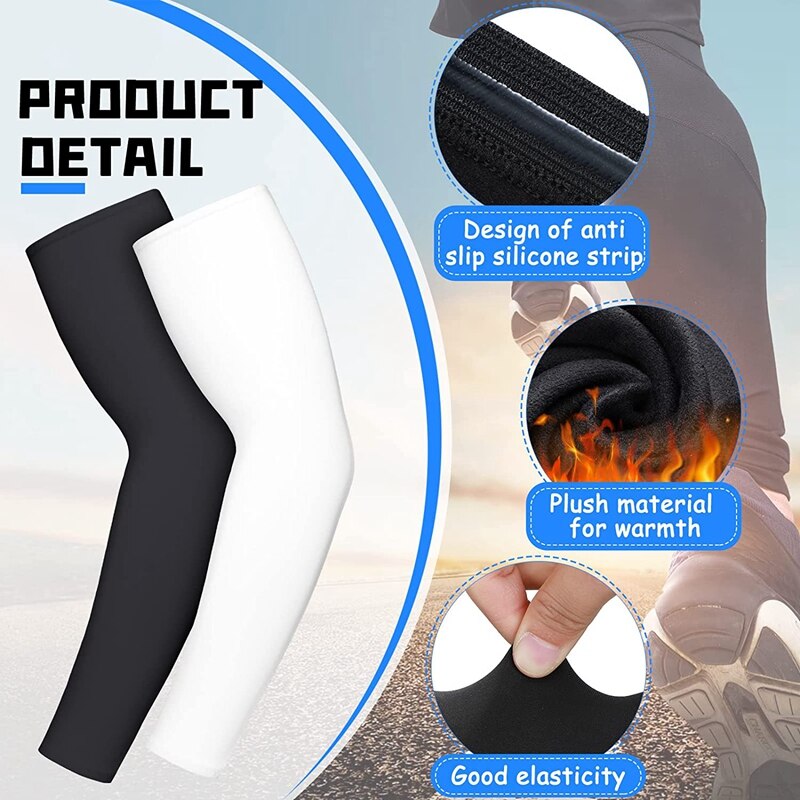 4 Pcs Thermal Arm Warmer Compression Arm Sleeve for Men Women Winter Outdoor Activities Cycling Basketball