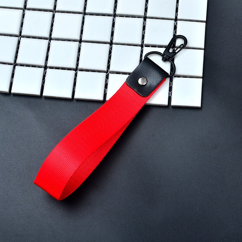 Telefoonband 8 kleuren korte lanyard voor sleutels usb-stick id-kaart mobiele telefoon universele klassieke polyester lanyards touw handband: Rood