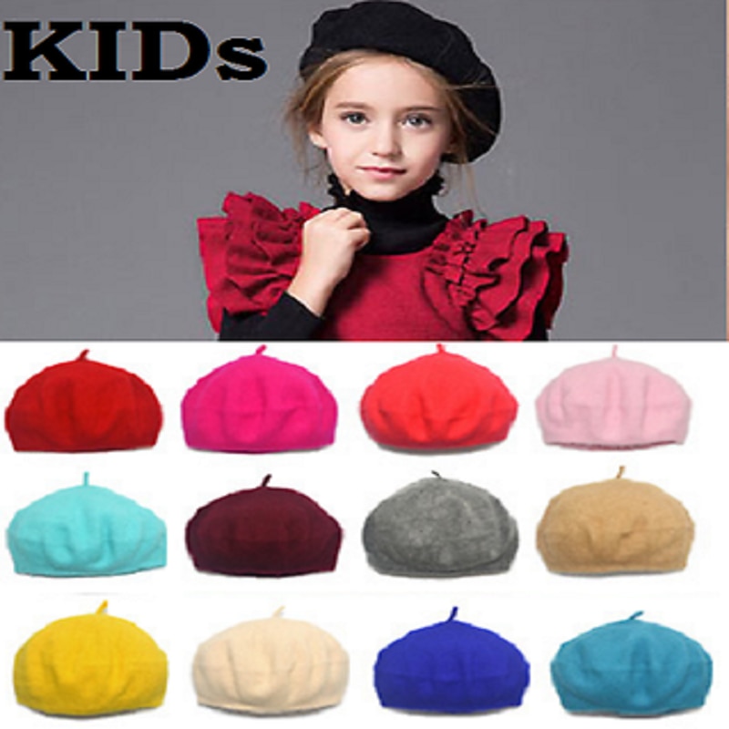Børn børn unisex uld varm baret beanie hat kasket i fransk stil uk