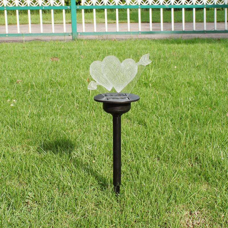 Solar Powered LED Light Transparent Acrylic Outdoor Garden Lawn Pathway Landscape Lamp D6: Love Heart
