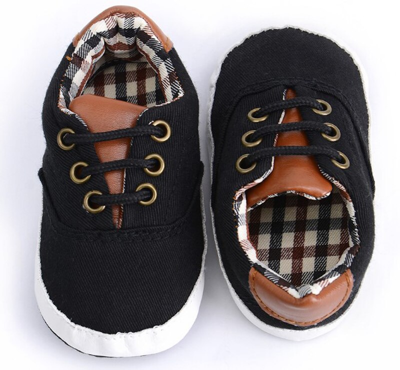 Baby Canvas Shoes Newborn Boys Infant Shoes Prewalkers Crib Shoes Nonslip Loafers First Walkers 11-12-13 Slip On SandQ Baby: black / 11