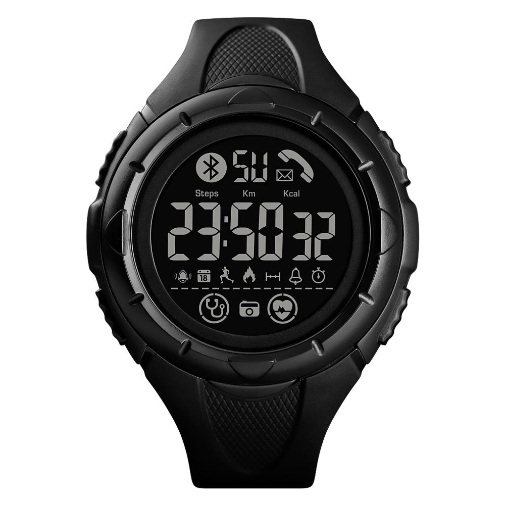 Skmei Waterdicht Heren Horloges Casual Led Digitale Outdoor Sport Horloge Mannen Multifunctionele Bluetooth Horloges: Black-Black