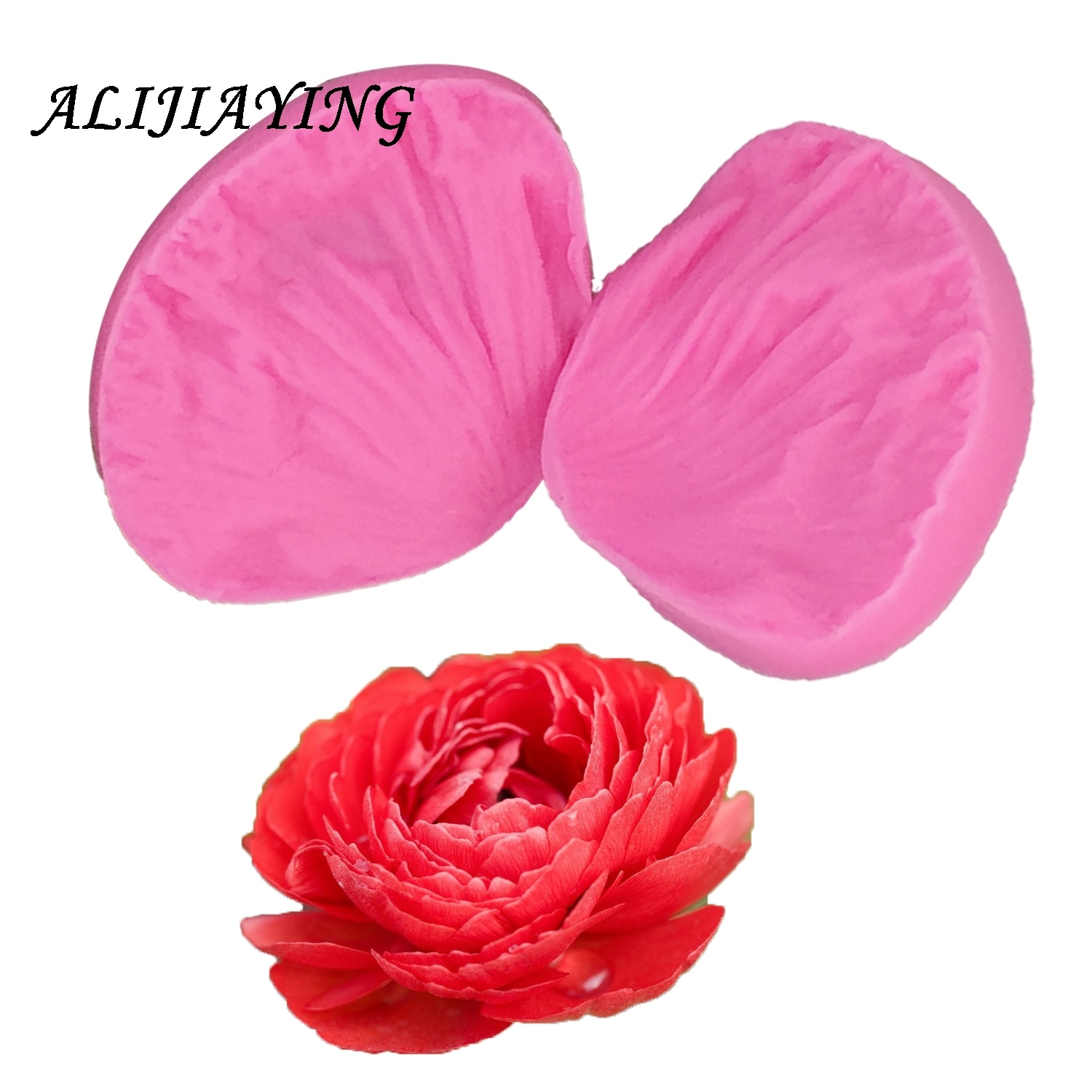 2 stks/set 3D Rose petal vorm Siliconen Fondant Mallen pioenbloem blad Cake Decorating Gereedschap geschikt voor polymeer klei D1028