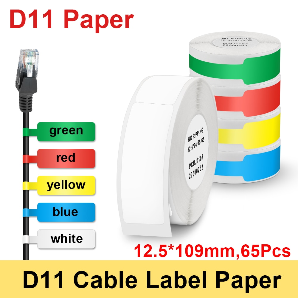 Veelkleurige Kabel Niimbot D11 Draadloze Label Printer Papier Waterdicht Anti-Olie Tear Krasbestendig Label Sticker