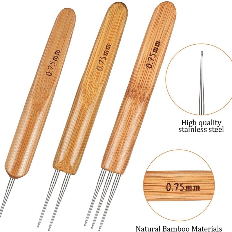 Dreadlocks Tool Set,3Pcs Dreadlocks Crochet,Hook Crochet Needle,Hair Locking Tool,Bent Latch Hook Set for Braid Craft