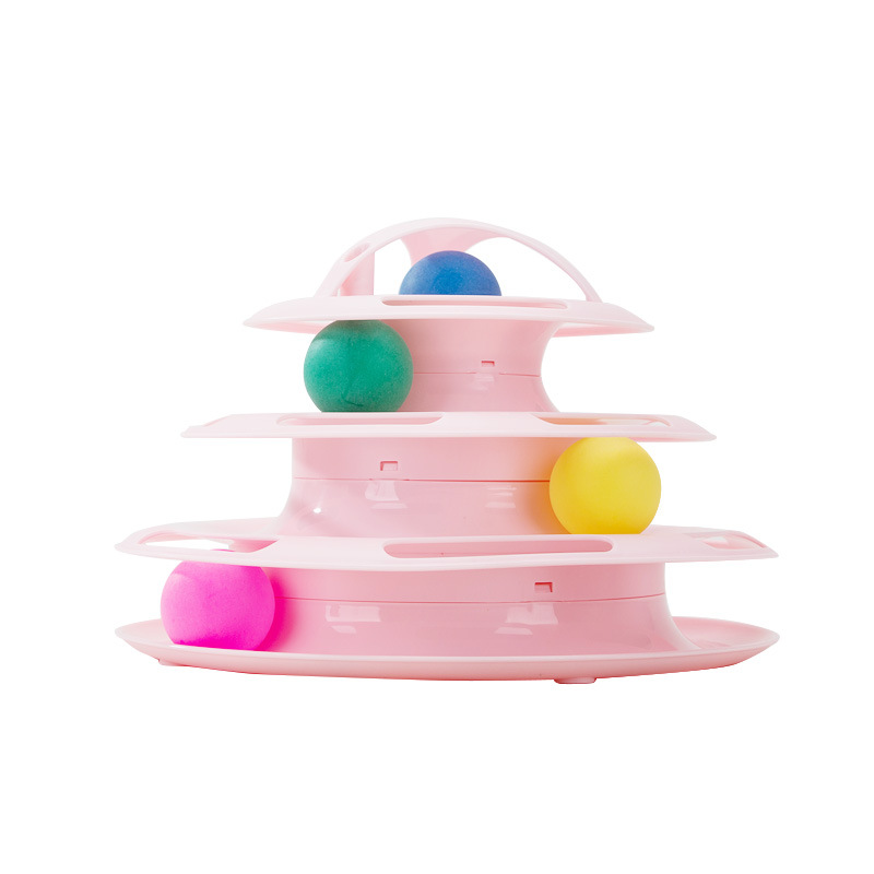 Four Levels pet cat toy Tower Tracks Disc cat Intelligence Amusement triple pay disc cat toys ball Training Amusement plate