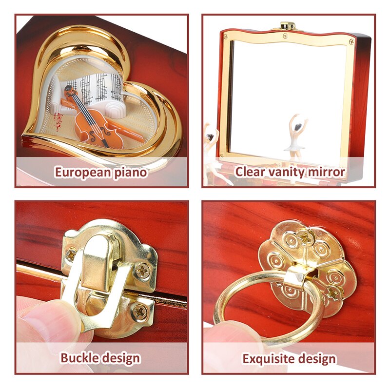 Classic Nostalgic Spring Simulation Music Box Rotating Dance Jewelry Music Box Ballerina Piano Clockwork Plastic Music Mechanism