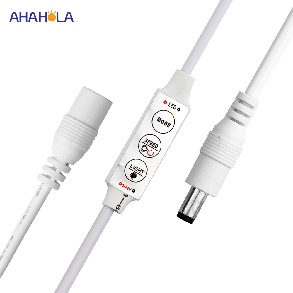 Mini interrupteur manuel led gradateur 12 v 24 v contrôleur pour bande de led couleur simple, variateur pwm 3 touches avec prise cc