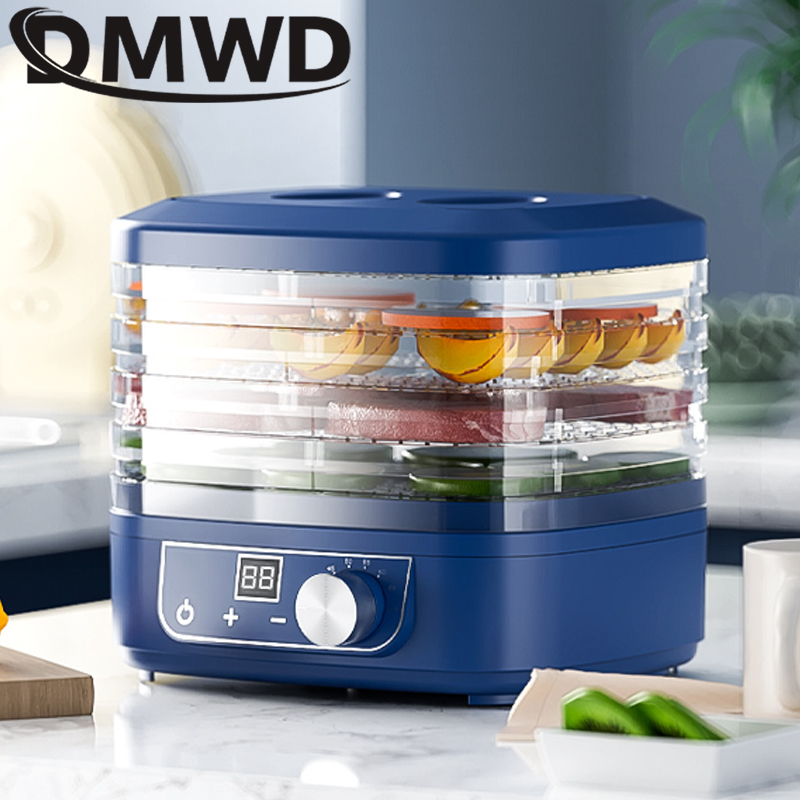 Secador de aire multifunción para frutas secas, máquina de secado de carne, verduras y hierbas, temporizador Digital, Control de temperatura, deshidratador de alimentos, 5 bandejas