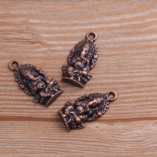 10PCS 14*27mm Elephant Buddha Pendant Three Color DIY Retro Jewelry Bracelet Necklace Charms Pendant: Antique Copper Plated