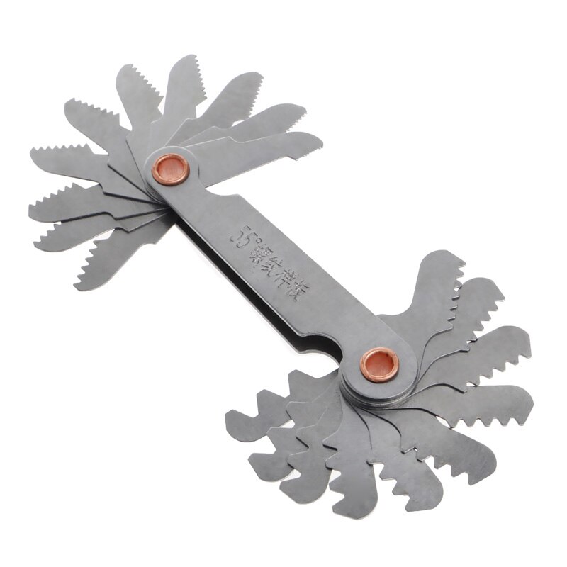 2 Pcs Stainless Steel Metric Screw Pitch 60+55 Degree Thread Measuring Gauge