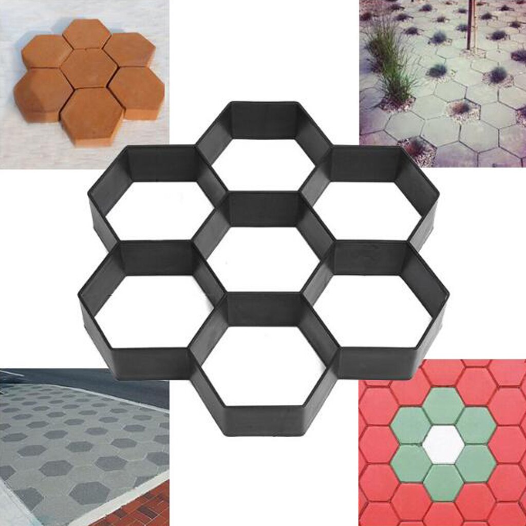 7-Hexagon Walk Maker Concrete Stepping Stone Mold Garden Pathway Mold
