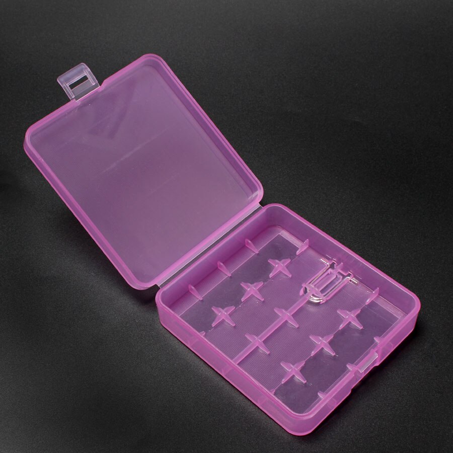 Plastic Hard White Storage Box Container Transparent White 4 x 18650 Battery Case Holder 4Color Available: Pink