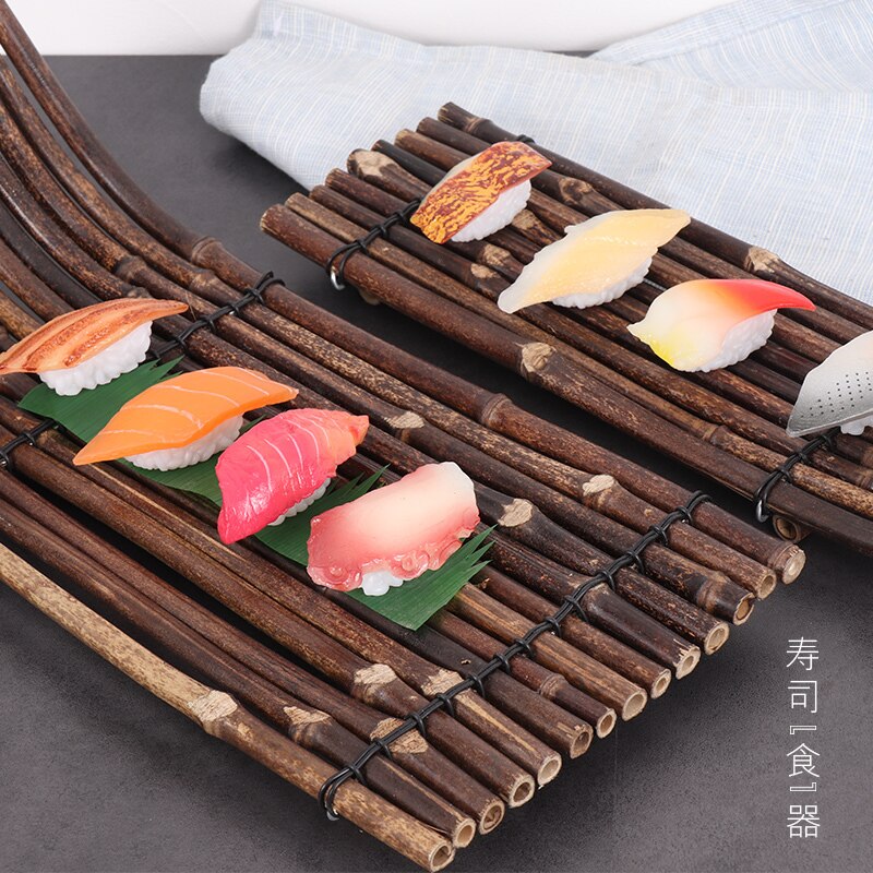 Japansk stil fot natur bambu vävbricka liten flotte sushi fat sashimi bricka tematta kopp kudde mugghållare