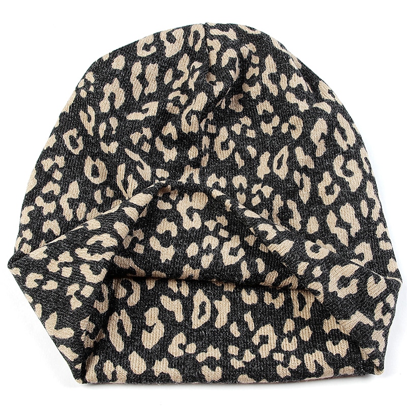 Geebro dam mössa randig kvinnlig mössa skullies casual polyester bomull leopard halsduk keps höst vinter varma mössor