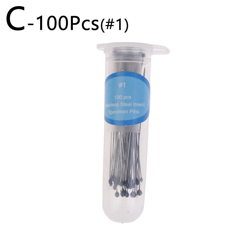 100Pcs Rvs Specimen Naald Met Opbergdoos Insect Pinnen Voor School Lab Entomologie Body Dissectie Insect Naald: 1