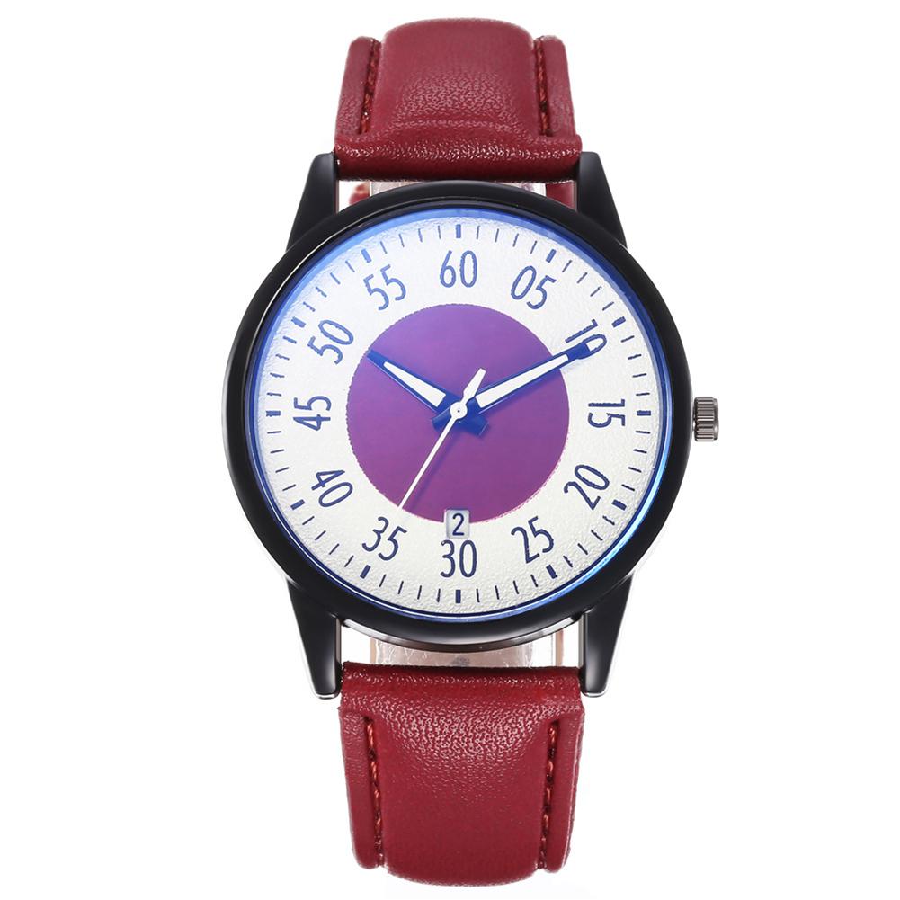 Leather Band Watches Men Arabic Numerals Dial Quartz Analog Wristwatch Widely Used in Street Photo Accessories