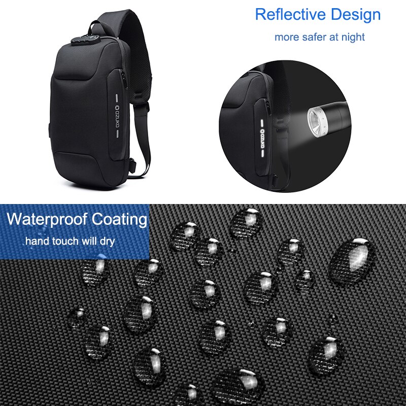 Multifunction Crossbody Bag for Men Anti-theft Shoulder Messenger Bags Male Waterproof Short Trip Chest Bag Pack