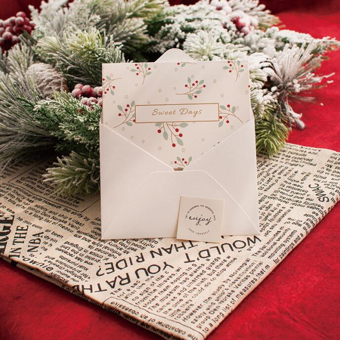 5 uds. Tarjetas de felicitación creativas de flores y plantas con adhesivo para sobres invitaciones para bodas, cumpleaños, , suministros de decoración: F