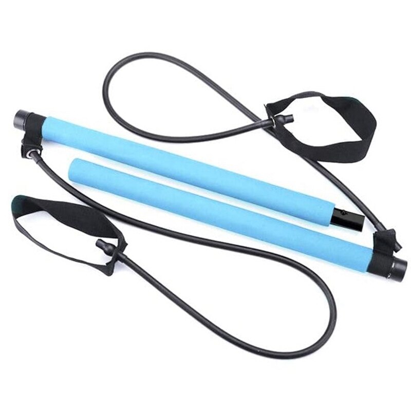 -Portable Pilates Bar Kit Yoga Pilates Stick with Resistance Band, Home Gym Pilates Yoga Exercise Bar with Foot Loop for Tota: Default Title