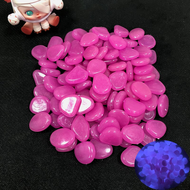 100/200 Stuks Tuin Decoratie Lichtgevende Steen Gloeit In Dark Decoratieve Steentjes Outdoor Aquarium Decoratie Pebble Aquarium: 200pcs / Purple