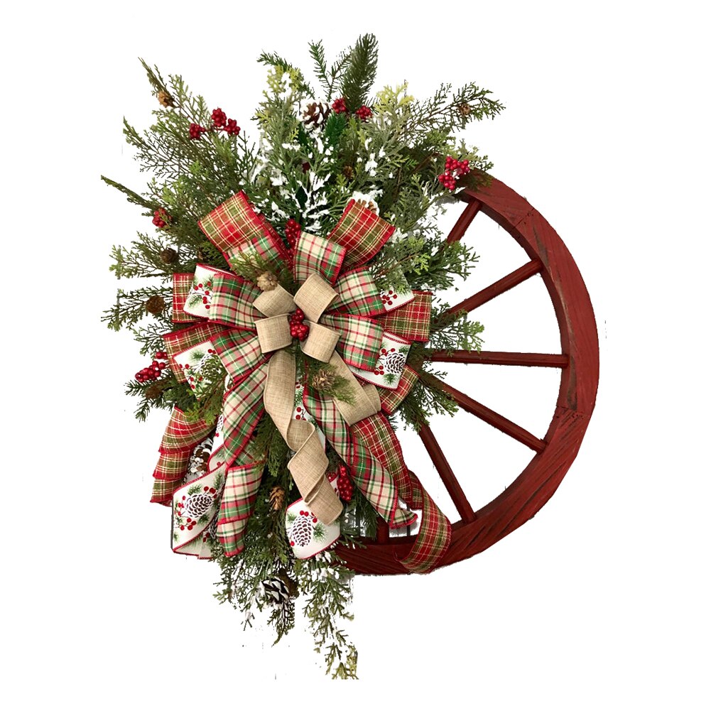 Kerstmis Faux Hars Gewei Krans Handgemaakte Rustieke Boerderij Gewei Krans Voor Voordeur Home Decoratie