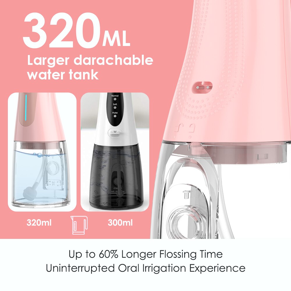 320ml vattentank vattentråd tandtråd 6 lägen med bärbar usb uppladdningsbar vattentråd för resor