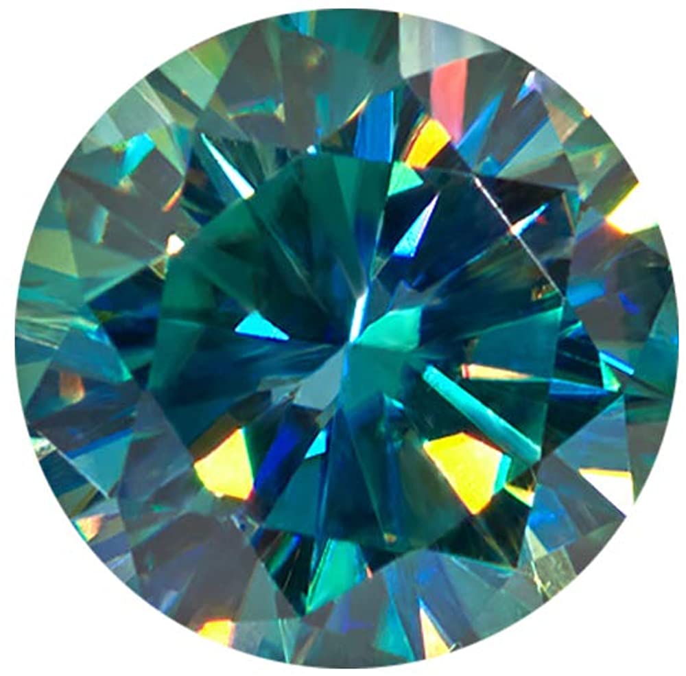 Cyan-moissanita de Color verde y azul para fabricación de joyas, piedras preciosas sueltas de 6,5mm y 1,0 quilates, una pieza