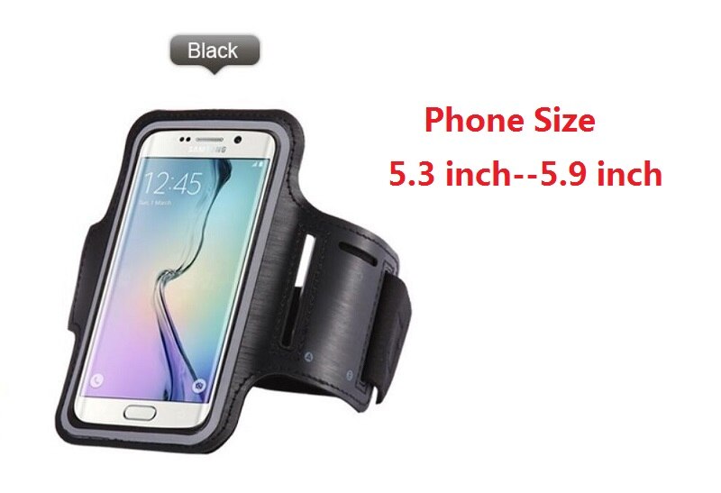 Brazalete para teléfono móvil, funda para iPhone, Samsung, Xiaomi, Huawei, 4,5 ''a 6,3'', funda con soporte para teléfono móvil, brazalete de mano: Size 5.3-5.9(black)