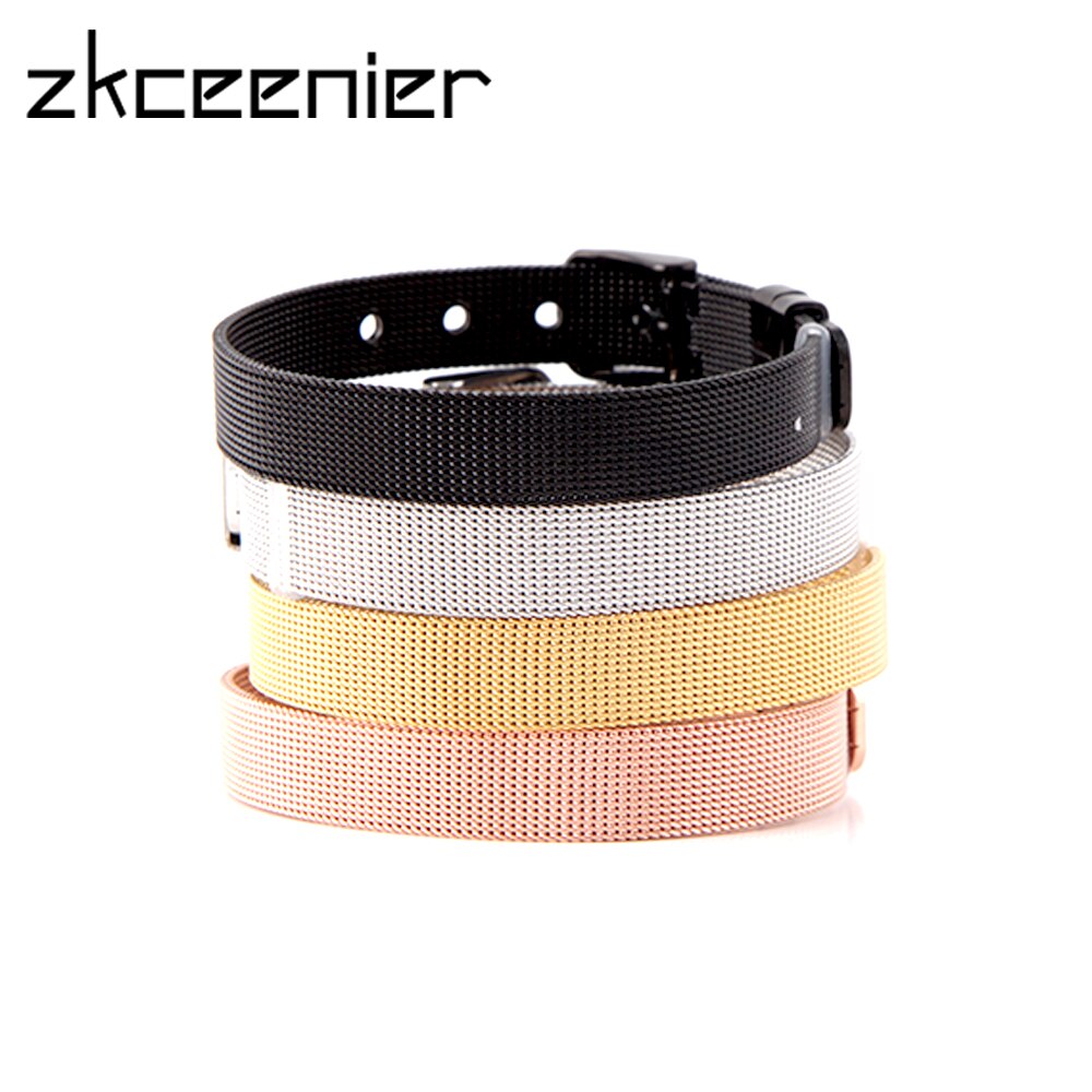 Stainless Steel Women Mesh Bracelet Brand Bracelet for Slide Charms DIY Bracelets Rose Gold Black