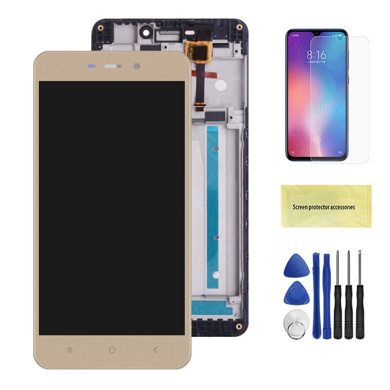 Original 5.0'' LCD For Xiaomi Redmi 4A LCD Display Touch Screen Digitizer Assembly Replacement For Xiaomi Redmi 4A LCD Screen: Gold With Frame