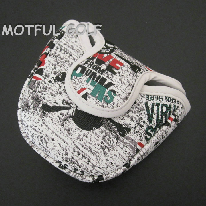 Semicircle Golf Putter Headcover Putters Head Cover PU Covers union jack SKULL printed cover half round