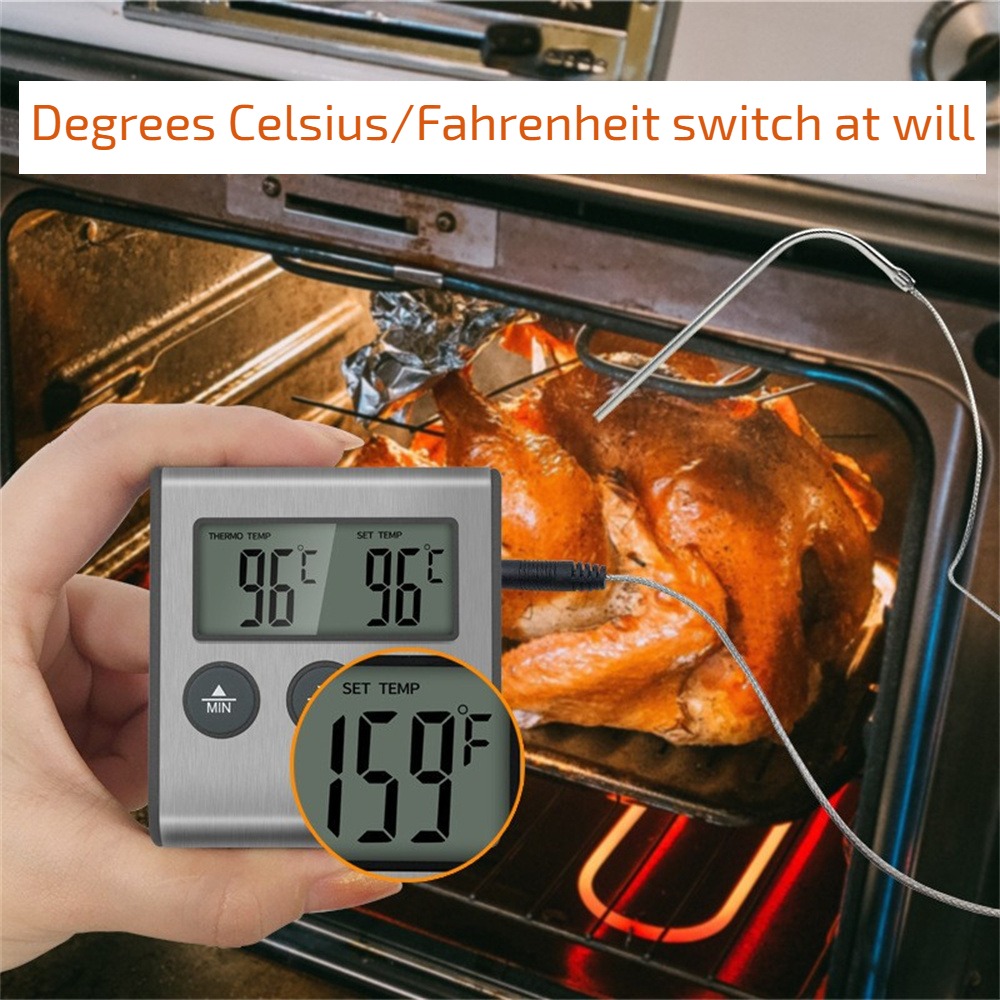Kitchen Digital Cooking Thermometer Meat Food Temperature For Oven BBQ Grill Timer Function with Probe Heat Meter for Cooking