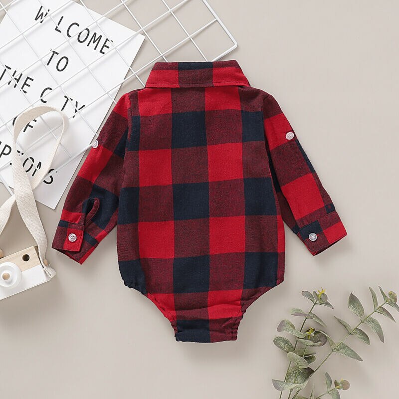 Pasgeboren Baby Jongen Lange Mouw Bodysuits Baby Jongen Plaid Body