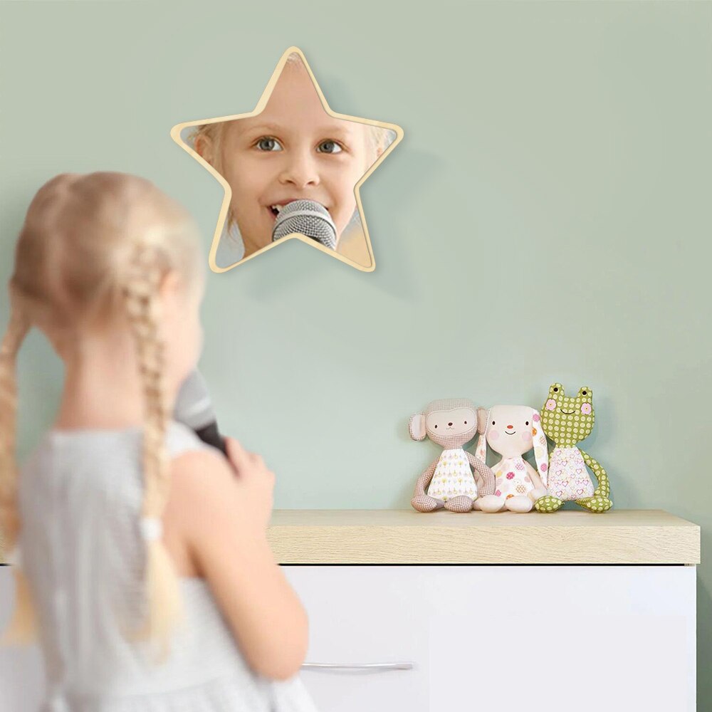 1Piece Five-pointed Star Hanging Mirror Pentastar Shaped Wall Mounted Decorative Mirror Modern Nursery Wall Art Decor