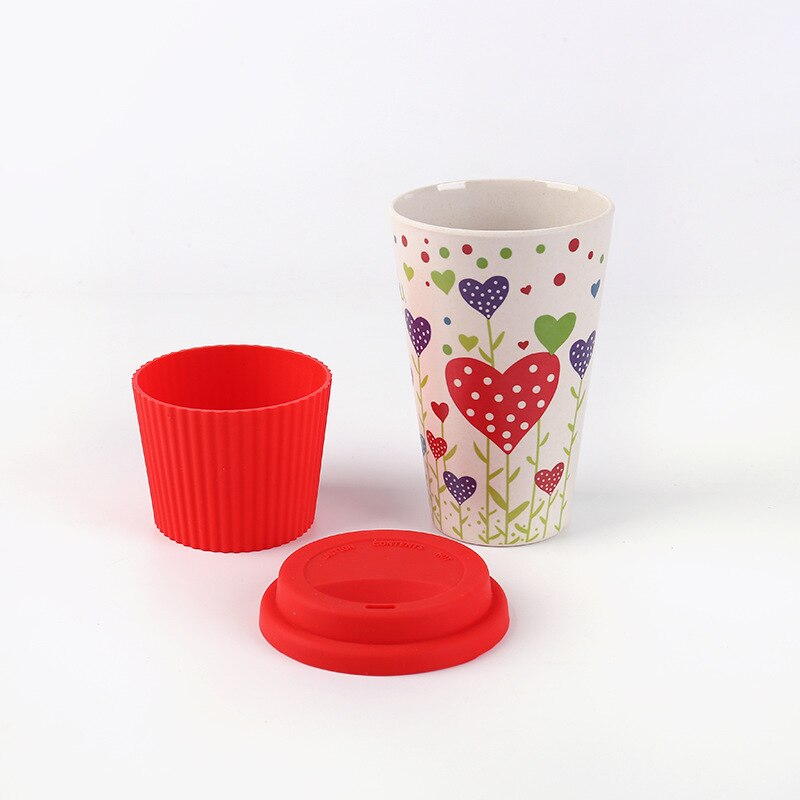 Taza de café de fibra de bambú ecológica, Taza de Viaje con tapa, portátil, para Cerveza, Té, tazas de leche, 400ml