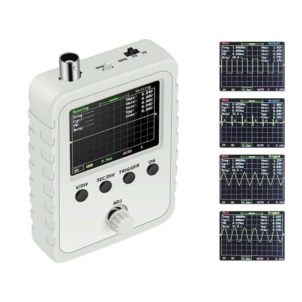 2.4 Inch TFT Digital Oscilloscope Kit with Power Supply BNC-Clip Cable Probe DS0150 Oscilloscope Assembled 200KHz Oscilloscope