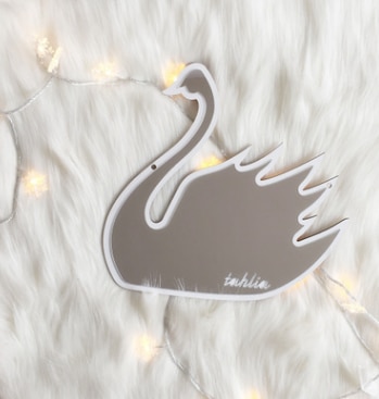 Bricolage chambre d'enfants miroirs muraux décoratifs acrylique décor à la maison cadre en bois pépinière mignon dessin animé miroir Stickers muraux: Swan