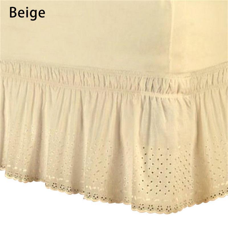 Seng nederdel børstet flæse klud sengetæpper uden sengeflade king queen size elastik bånd seng nederdele højde sengetæppe: Beige