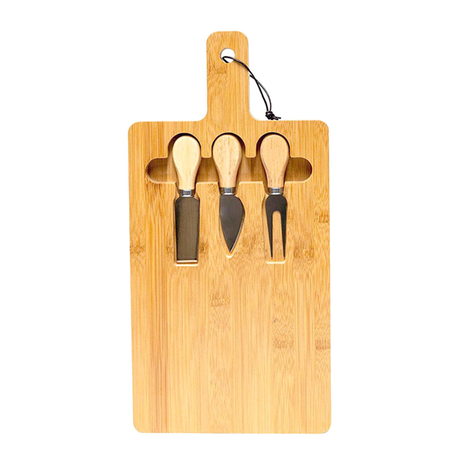 Kaas Board &amp; Mes Set Premium Bamboe Hout Board &amp; Slate Plaat