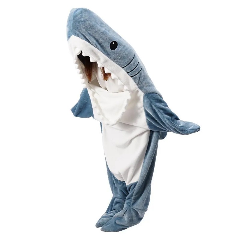 Pyjama à Capuche en Forme de Requin pour Adulte, Sac de Couchage et Amusant, Vêtement de Maison, Hiver: Queen / Black