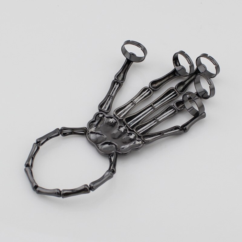 Hapiship-pulsera elástica de calavera para hombre y mujer, brazalete con anillos RCH, estilo de Halloween, color negro, ,