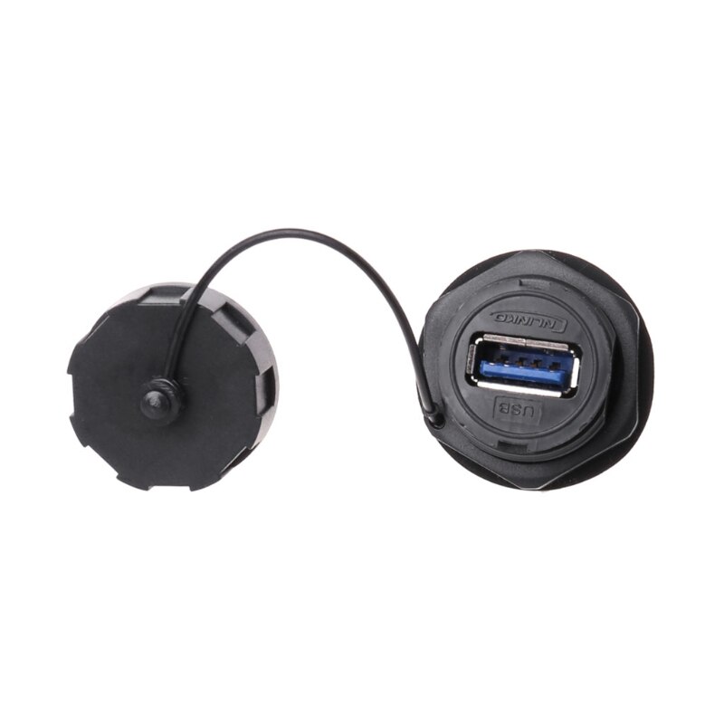 USB Female Socket Plug Panel Mount Adapter Waterproof Connector IPL7 With Cap L69A