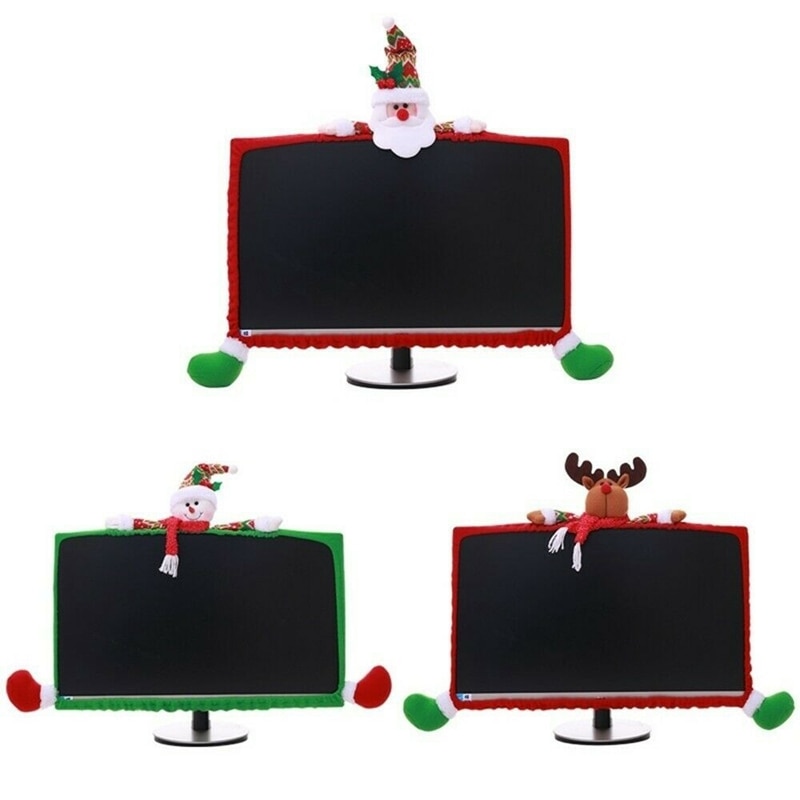 Kerst Computer Monitor Cover Leuke Claus Decoratie Voor Home Office