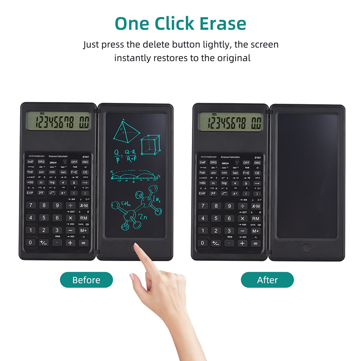 Digital Drawing Pad Large Display 10-Digit Digital with an Erasable Writing Tablet Foldable Desk Scientific Calculators