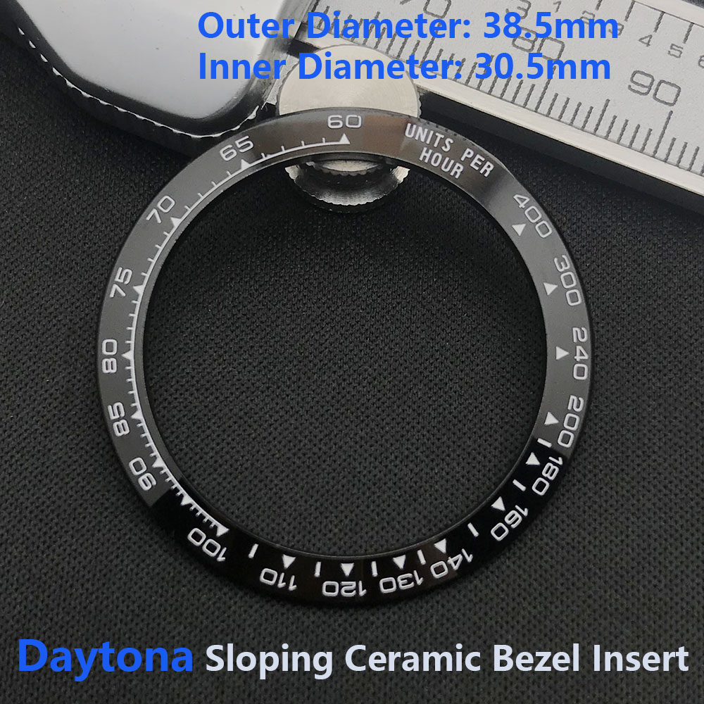Insert de lunette en céramique incliné Daytona 38.5*30.5mm pour pièces de montre Daytona (non lumineuse: Black