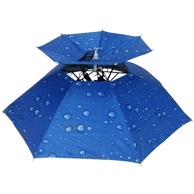 Hands-free Folding Cap Umbrella 77cm Double-layer Windproof Head-worn Umbrella Outdoor Sun Protection UV Protection Umbrella